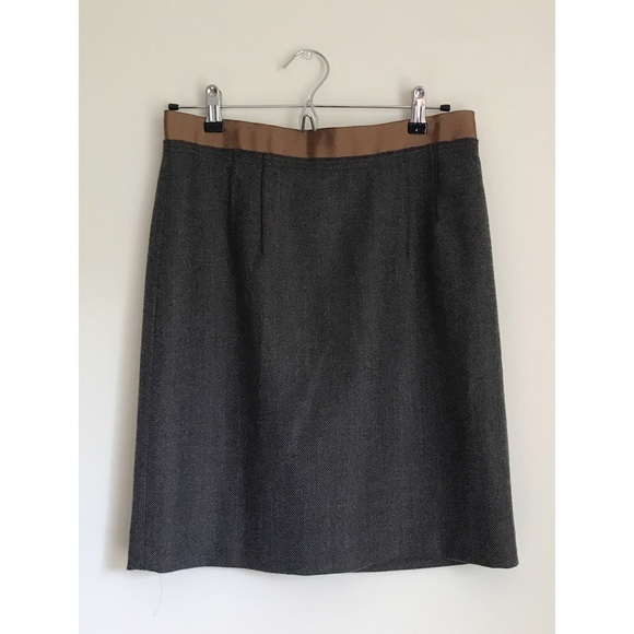 LOFT | Gray and Brown Wool Blend Pencil Skirt - Picture 1 of 4